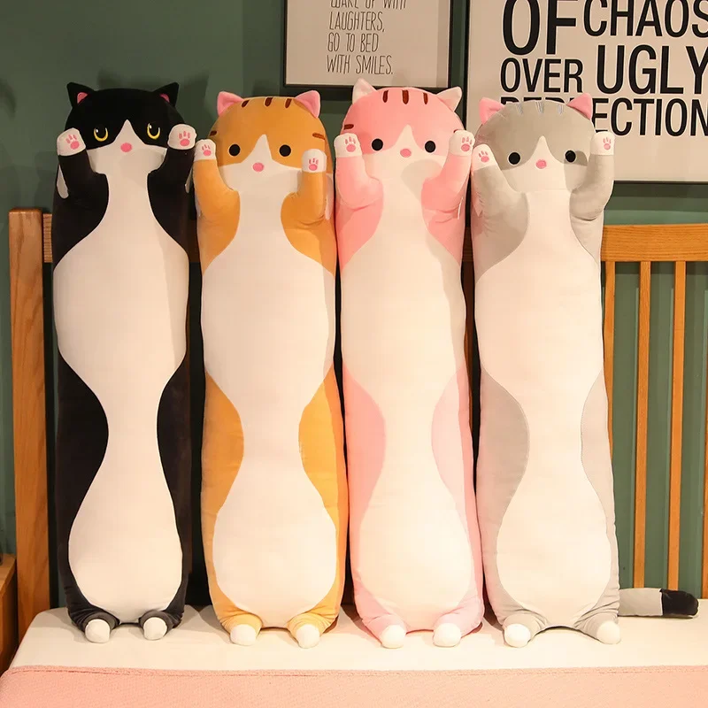 Süßes und weiches langes Katzen-Plüschtier, Ultra-Kawaii-Katzen-Umarmungskissen, Körpertier, schlafender Begleiter, Kindergeburtstagsgeschenk – Detail 19