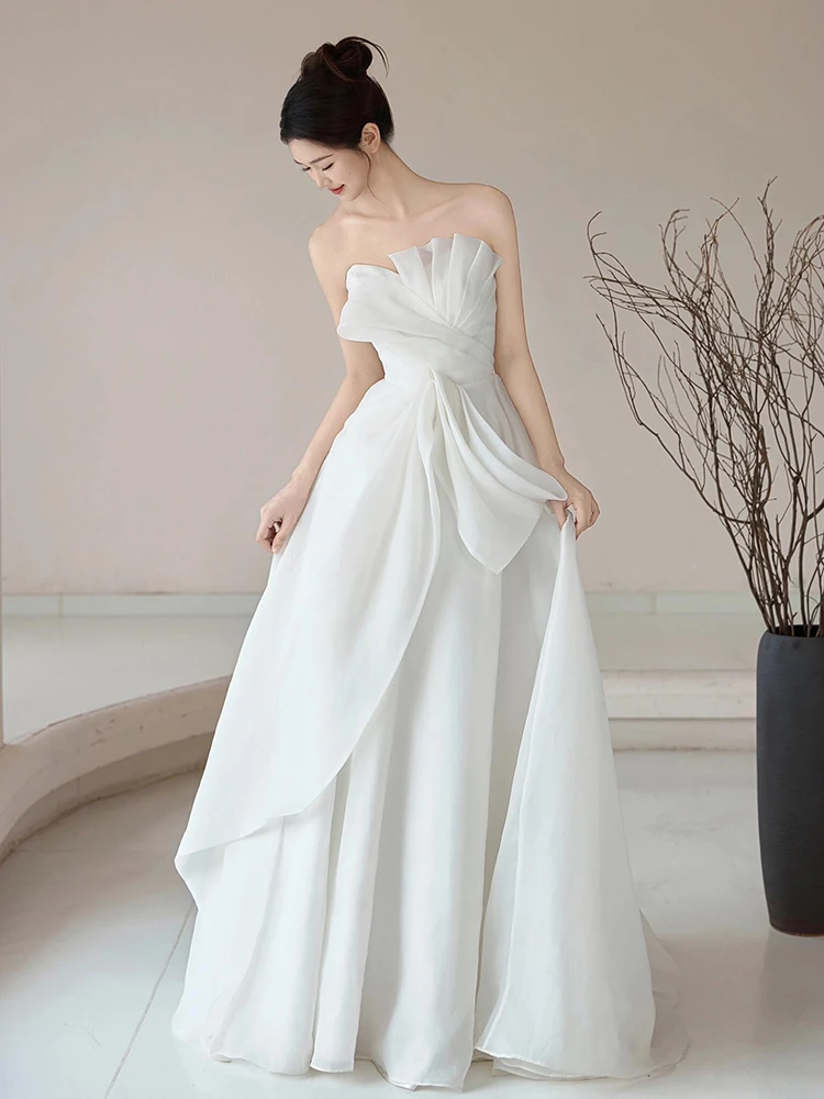 

Элегантное свадебное платье без бретелек 2026 года, новая модель, белое, в стиле «Лесная система», длиной в пол, для помолвки и церемоний