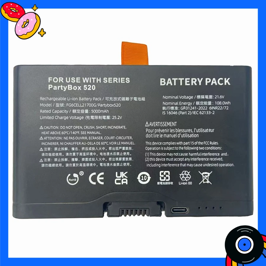 For JBL PartyBox 720 Compatible with JBL PartyBox 520 Bluetooth Speaker Battery FG6CELL21700G