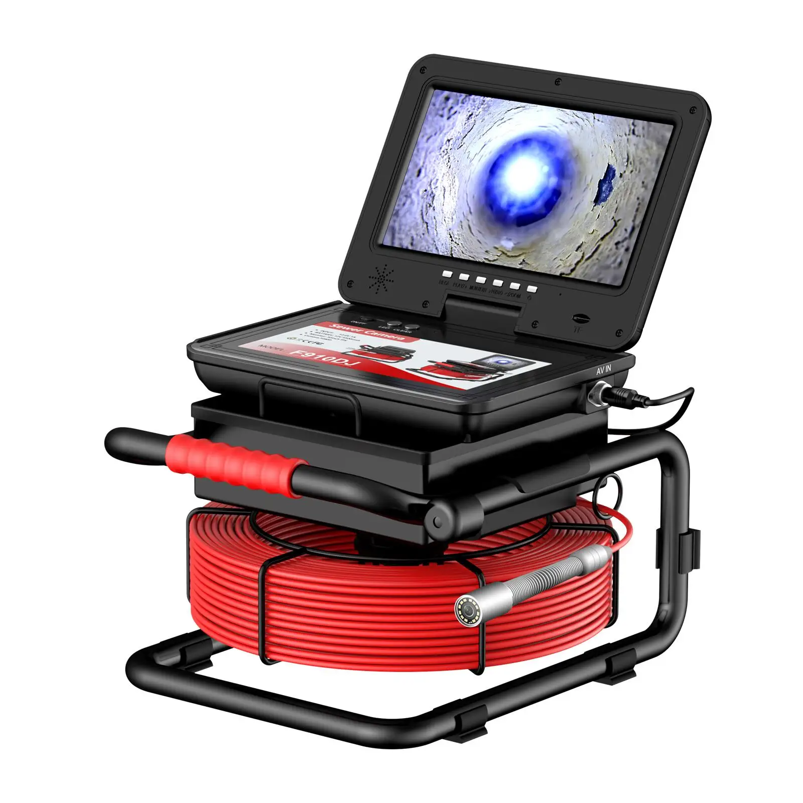 Sewer Pipe Inspection Camera 10 Inch IPS 1080P Screen Sewer Camera with 512hz Locator +Meter Counter+5MM Fiberglass Cable