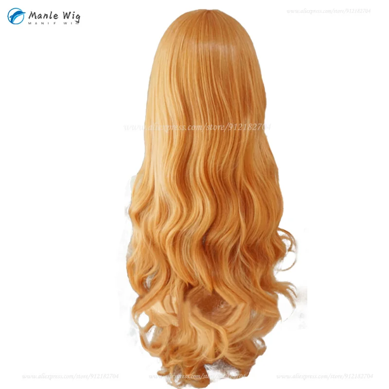 Anime One Piece Nami Cosplay Wig 75cm Orange Wavy Cosplay Wig Heat Resistant Synthetic Hair Women Party Cosplay Wigs + Wig Cap