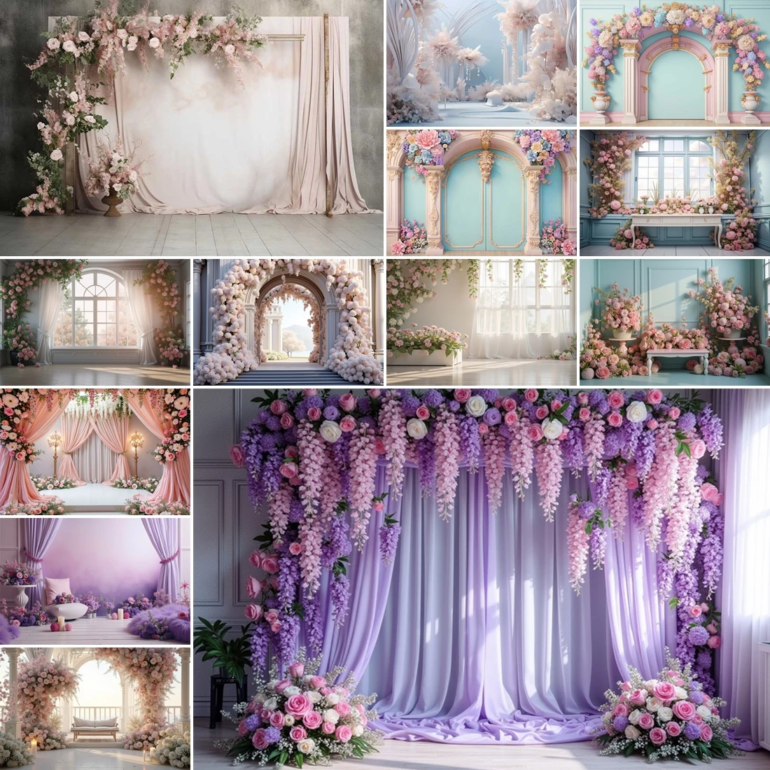 

MOON.QG Floral Wedding Backdrop Home Video Boudoir Interior Room Photo Background Flower Birthday Bridal Living Room Decor