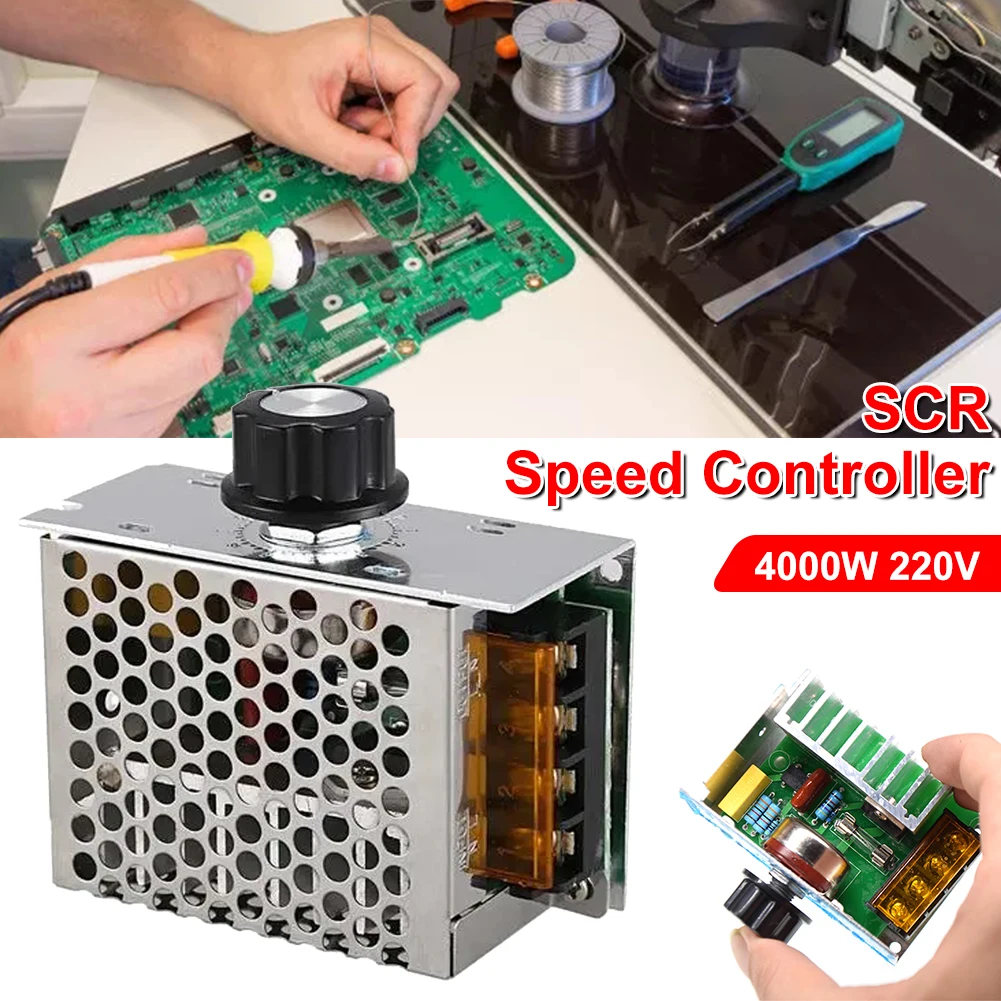 AC 220V 4000W Thyristor Voltage Regulator Speed Temperature Light Volt Dimmer Adjuster Controller Easy & Safe to Use High Power