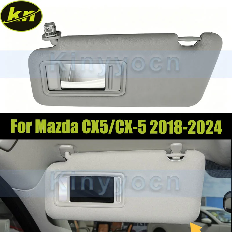 Car Inner Sun Visor For Mazda CX5/CX-5 2018-2024 Side Shade Sunvisor With Mirror With Light Sunshade Cover Shade Sun Visor