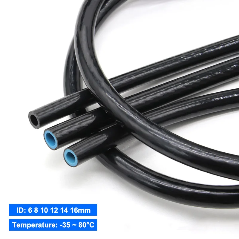 1M Black/Blue Core Double-layer Fuel Pipe Resin Wire-clamping Oil-resistant Tubing Oil Pipeline Diesel Pipe ID 6 8 10 12 14 16mm