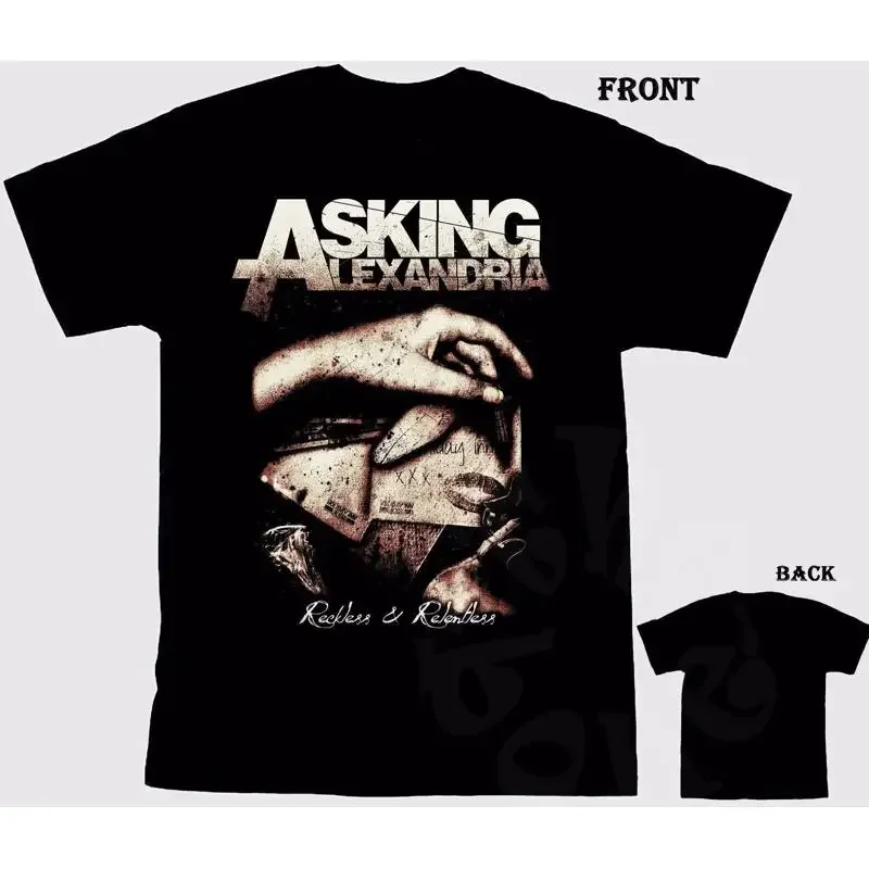 Винтажная футболка ASKING ALEXANDRIA Reckless & Relentless из хлопка, черная, для мужчин, C189