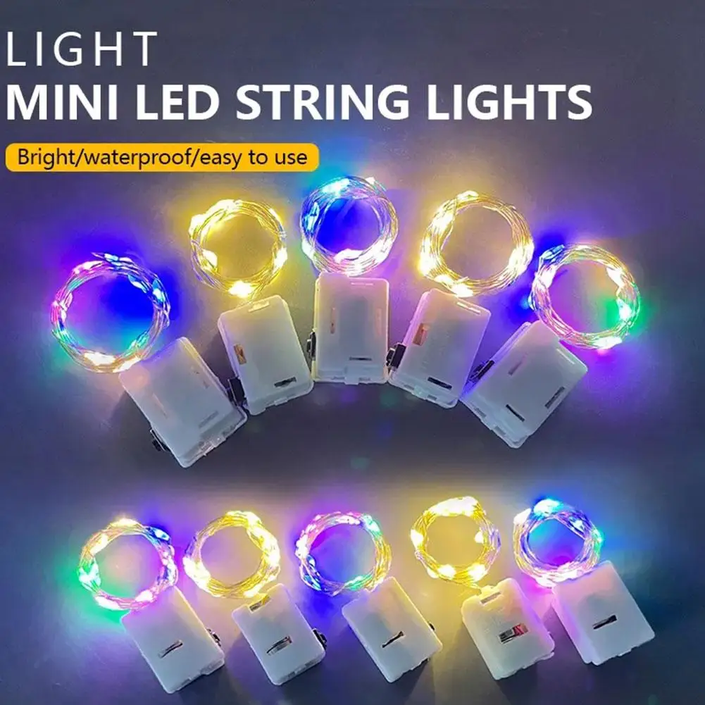 Mini Wire LED Fairy Lights, CR2032, Flash da bateria, Árvore de Natal, Luz pequena, Luz nova, C7w8, 1m, 2m, P9n2