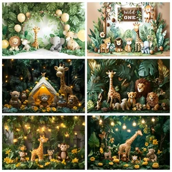 Cartoon Balloon Jungle Wild Animal Baby Kids Gifts Birthday Party Backdrop Custom Room Decor Photography Studio Props Background