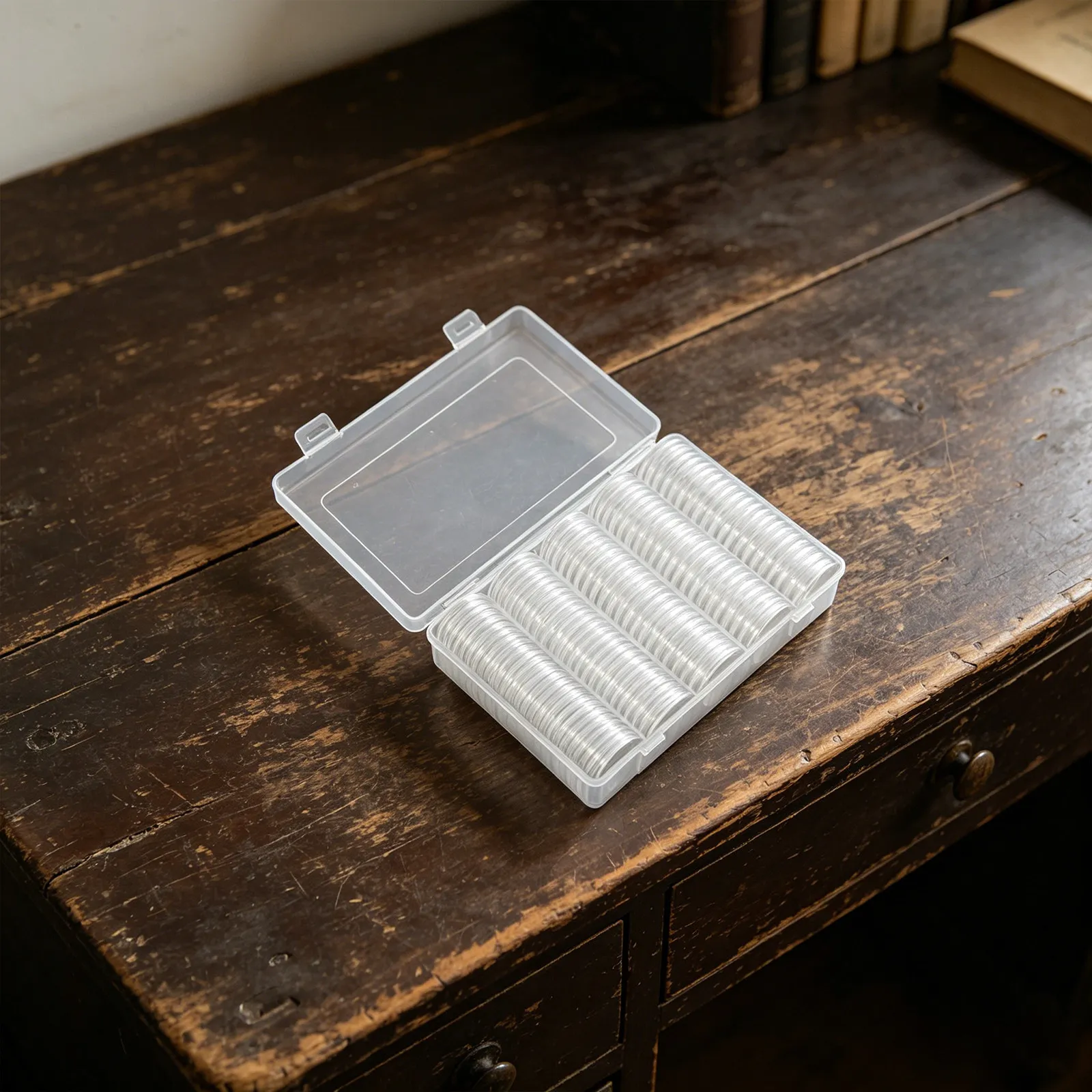 100Pcs Clear Plastic Coin Capsule Holders 30Mm for Dollar Coins Game Tokens Collectors - Scratch-Proof Secure Storage Box with