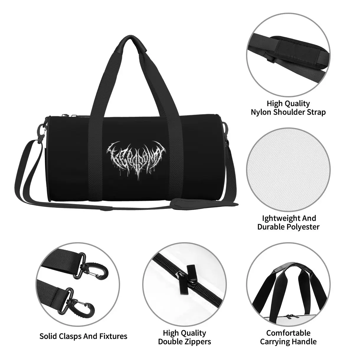 Goth Bish Deathcore Logo Gym Bag Cool Luggage Sports Bags Men Women Design with Shoes Vintage Fitness Bag Outdoor Handbags