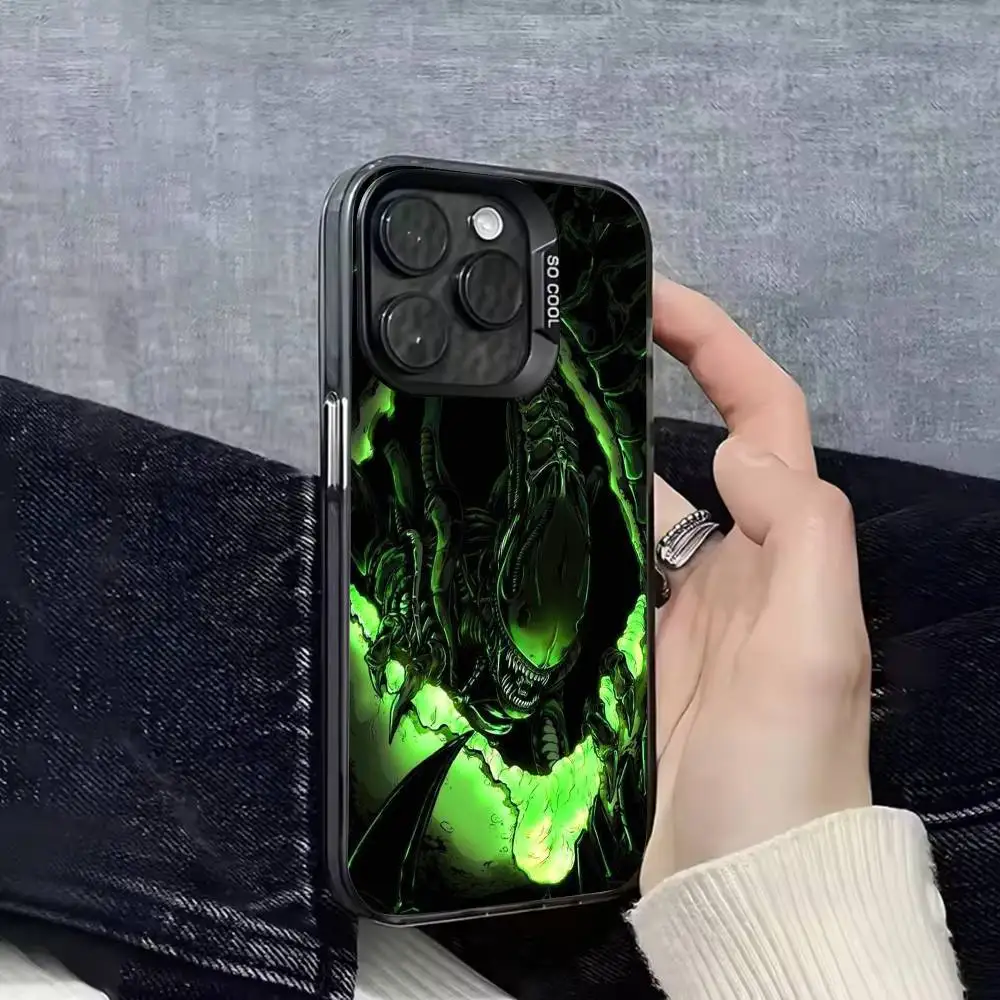Cat A-Alien X-Xenomorph Phone Case For iPhone 17,16,15,14,13,12,11,Pro,Max,Plus,E,SE4,Air,Mini Black IMD Cover