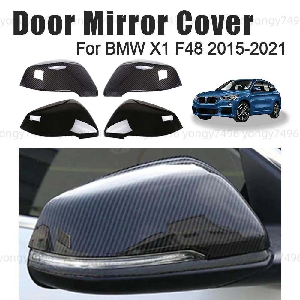 

Car Upgrade Silver Glossy Black Carbon Fiber Door Mirror Cover For BMW X1 F48 2015-2021 Car Rearview Accessories Stickers