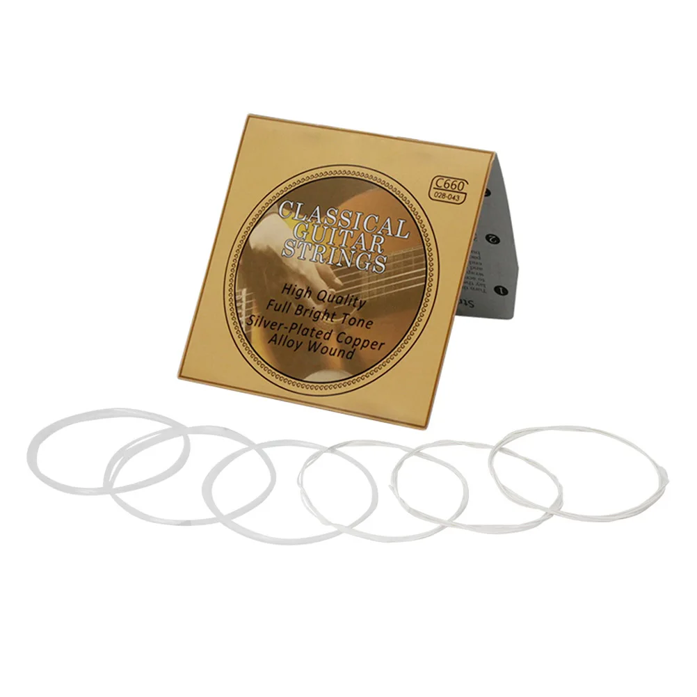 

6 Pcs Silver plated Copper Alloy Guitar Strings Classical Acoustic Nylon Wound Replacement for Guitarist