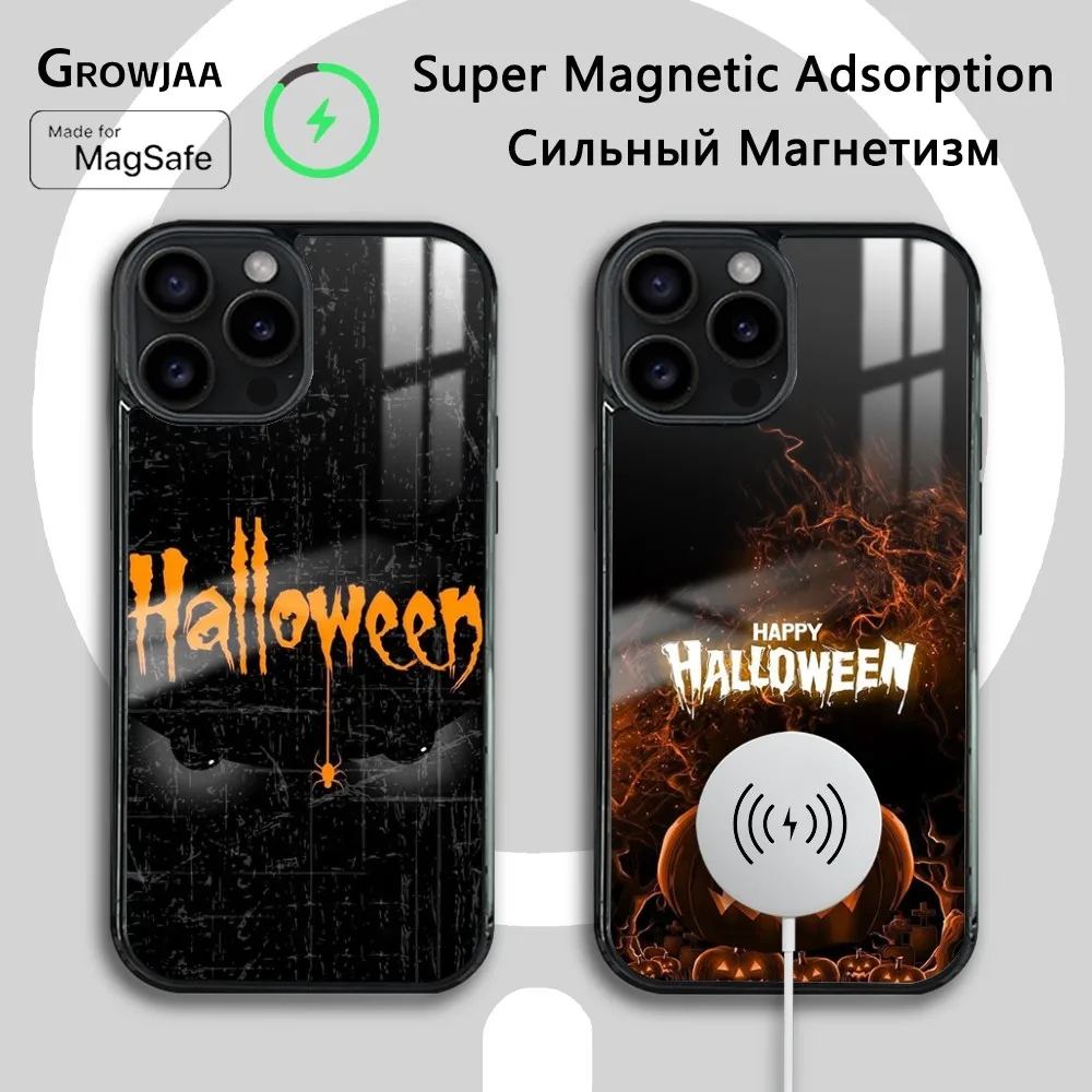 Happy scary halloween Strong Magnetic Phone Case For iPhone 15 14 13 12 11 Pro Max Plus Magsafe Wireless Charging Cover