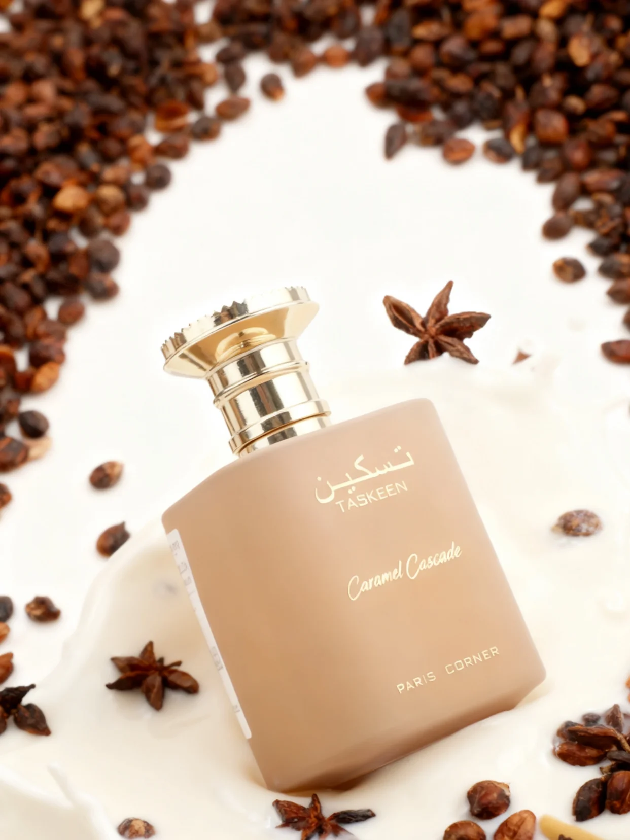 باريس كورنر المتخصصة الفاخرة Taskeen الكراميل تتالي EDP 3.4 أوقية سائلة عطر للجنسين، عسل الكراميل تونكا حليب الفول، أناقة حلوة