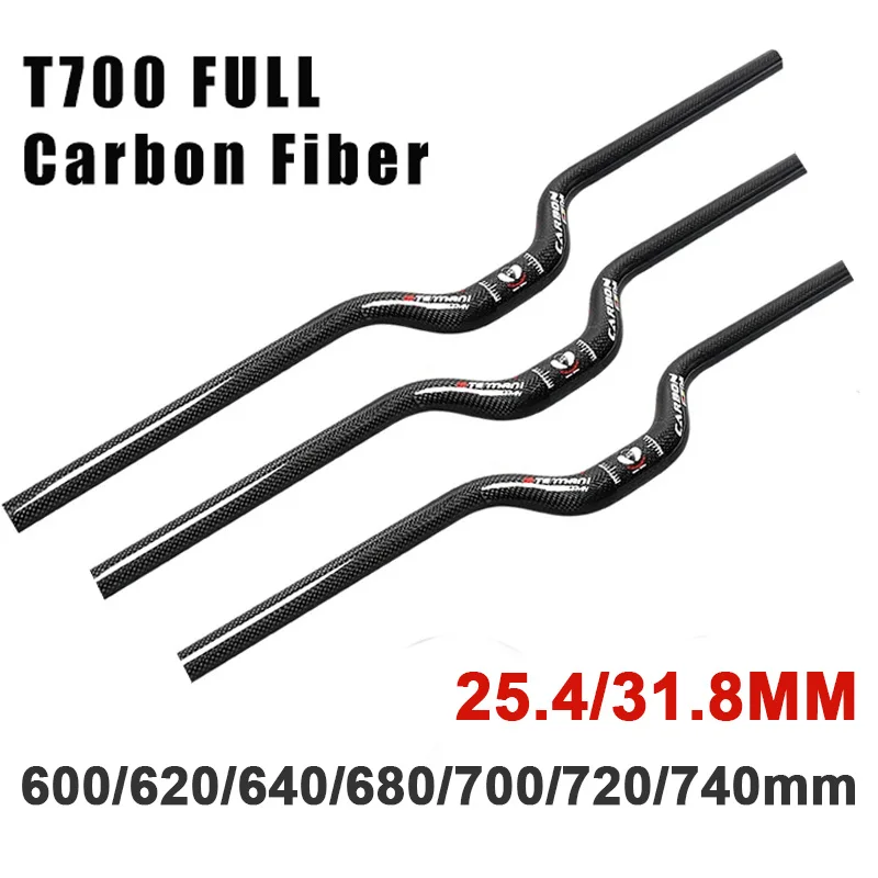 

MTB Bicycle Carbon Handlebar 25.4/31.8mm Mountain Bike Riser Handlebar Carbon Fiber 680/700/720/740mm Folding Bar Cycling Part