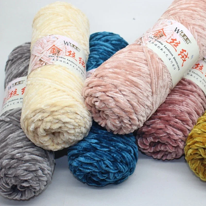 100g Chenille New Soft Rainbow Wool Craft Sweater Yarn BluePink Chunky Crochet BabySoft Knitting Thick DIY Velvet