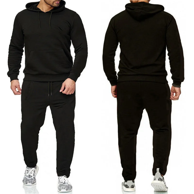 Conjunto de ropa deportiva de Color sólido para hombre de alta calidad con sudadera con capucha y pantalones para correr, ropa deportiva informal diaria para hombre