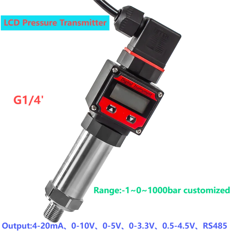 G1/4 Digital Pressure Transmitter -1-1bar 20bar 40bar 80bar 100bar Pressure Gauge Digital Display 1-5V 4-20mA 0-10V 0-5V RS485