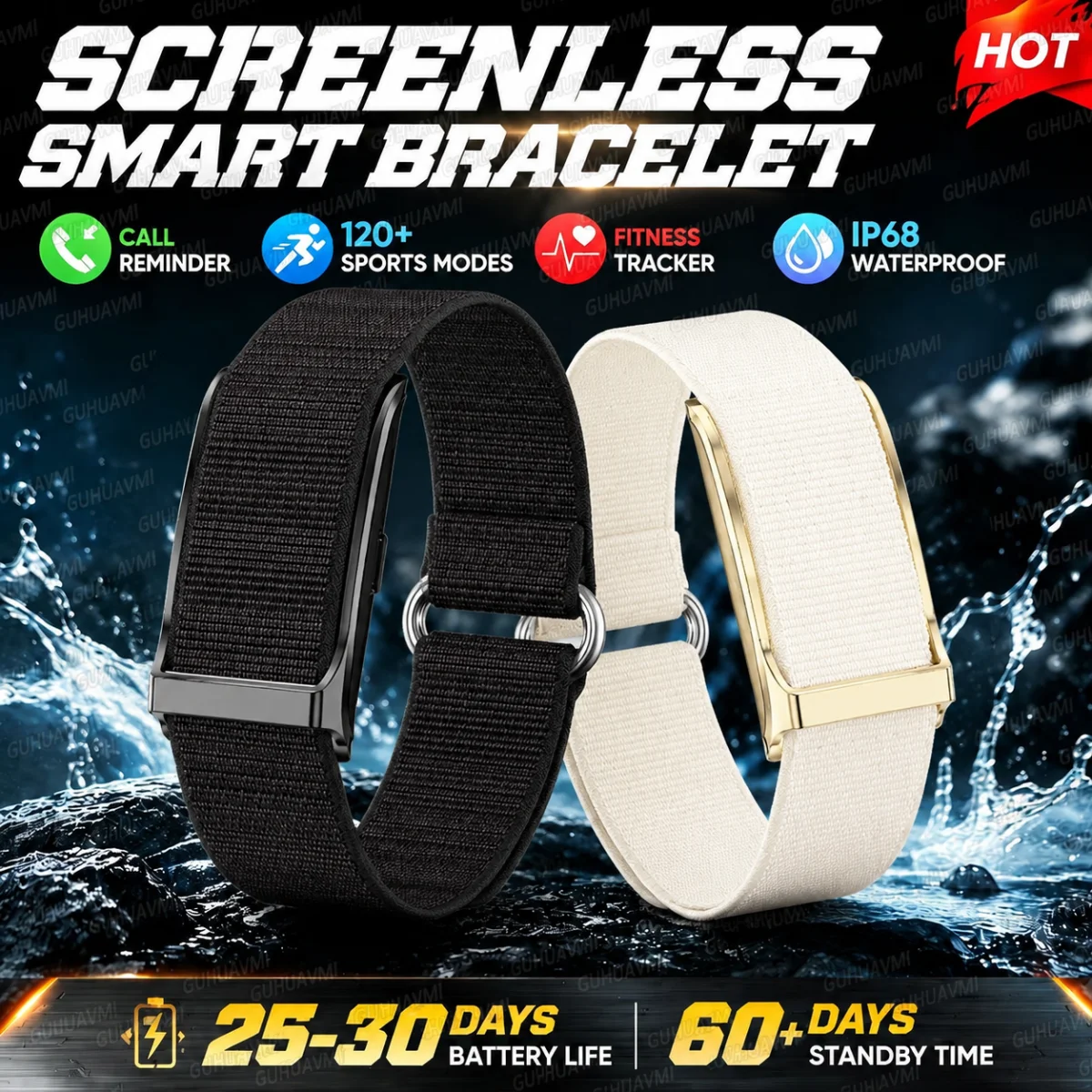 Relógio Inteligente LIGE Masculino Esportivo 2026 Sem Tela, Monitor de Frequência Cardíaca para Atividades ao Ar Livre, Pulseira à Prova d'Água 1ATM, 