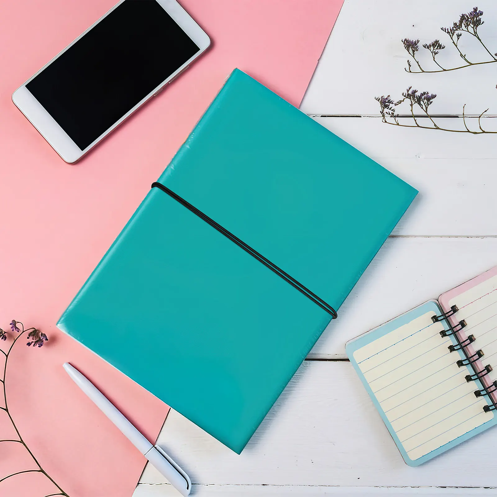 

6 Black Elastic Notebook Ropes with Metal Buckles Premium Nylon Stretchy Bands for DIY A5 Journal Refills