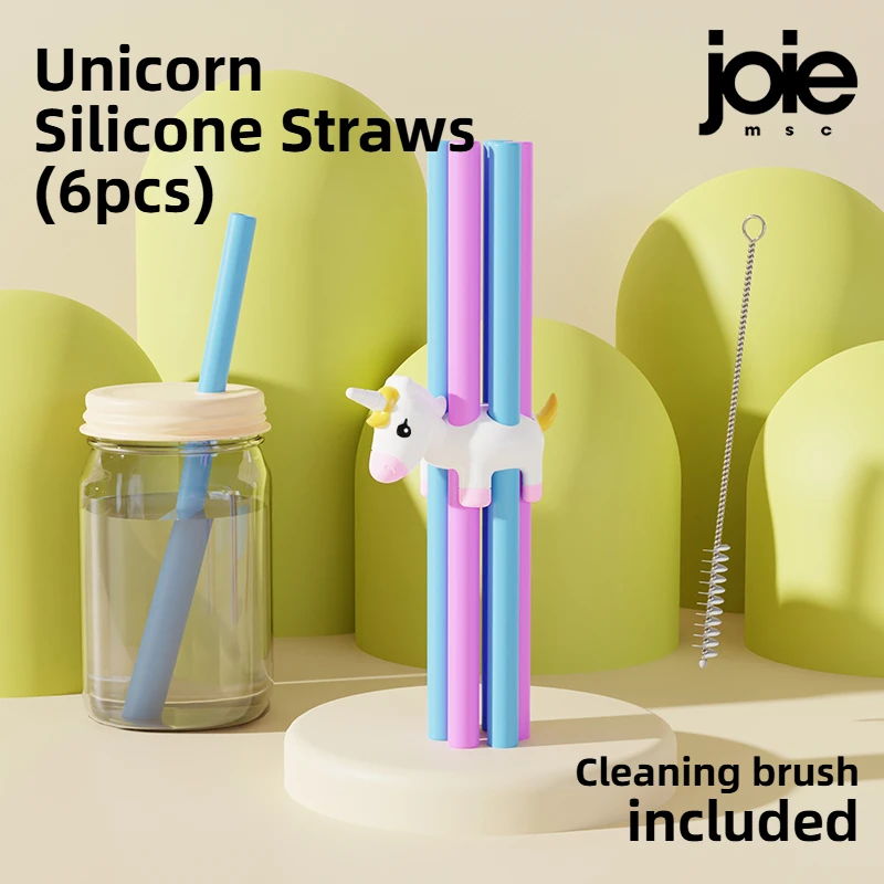 joie Unicorn Silicone Straws 6pc Food Grade Reusable Baby Water Pipe Cute Straw Eco-friendly BPA FREE
