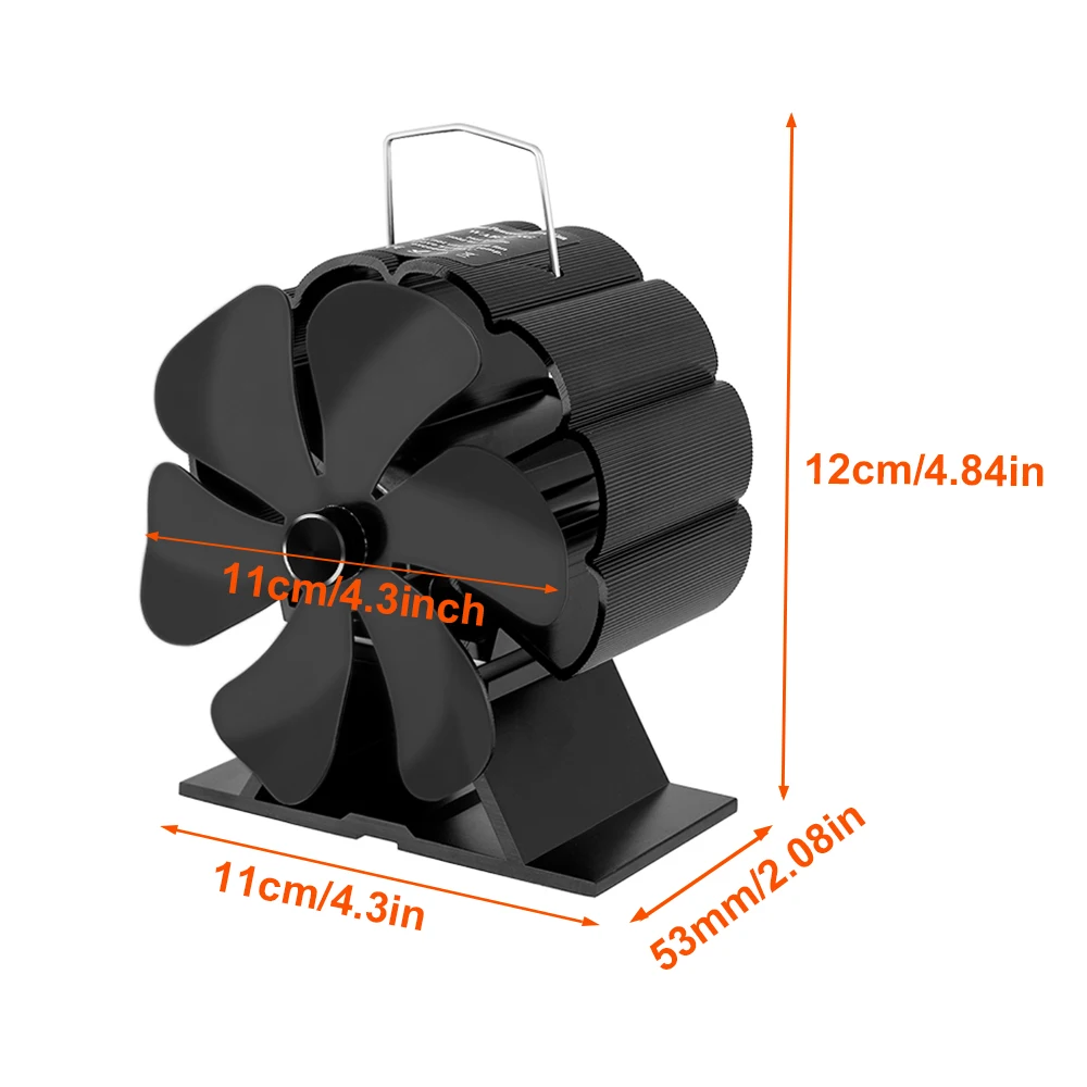 6 Blades Mini Stove Fan Heat Powered Fireplace Fan Log Wood Burner Energy Saving Quiet Eco-fan Home Efficient Heat Distribution