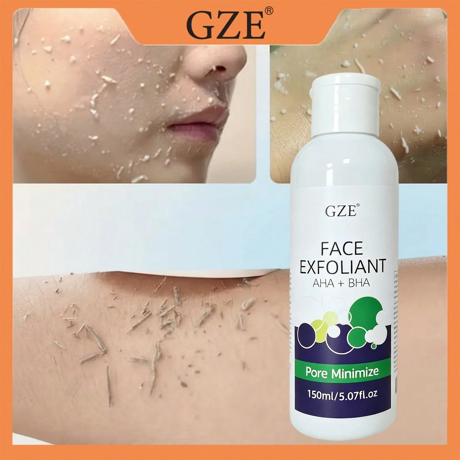GZE Face Exfoliant, Pore Minimizing Liquid Exfoliator, Gentle Peel to Remove Dead Skin, Clear Blackheads & Refine Large Pores