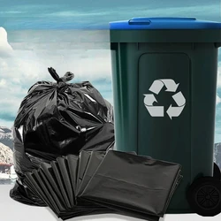 100pcs Large Rubbish Bag Plastic Thickened Simple Garbage Trash Bags for Outdoor Hotel Village (Black 50x65 25 Silk)