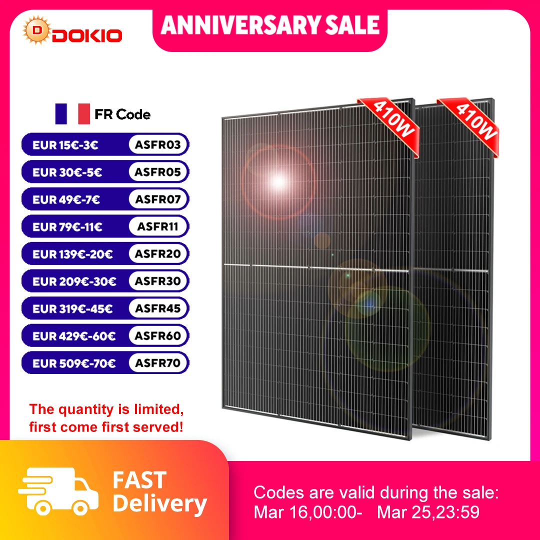 DOKIO – kit d'énergie pour balcon 800W, système de panneaux solaires avec onduleur 800W, système solaire étanche pour maison, kit complet