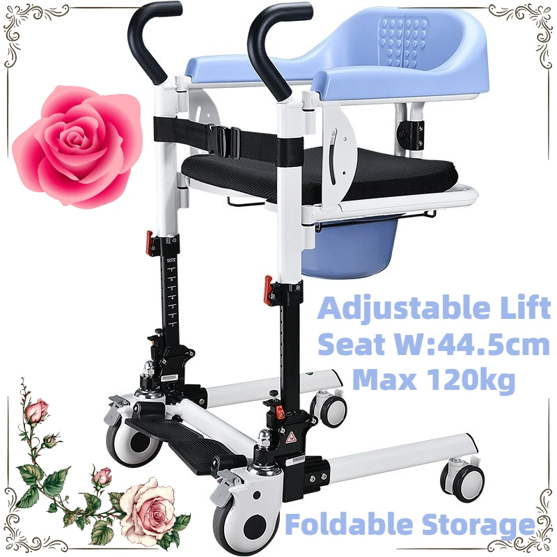 Multi-Function Patient Transfer Lift Chair Home Mobility Cart with Bath Toilet  Wheelchair Functions
