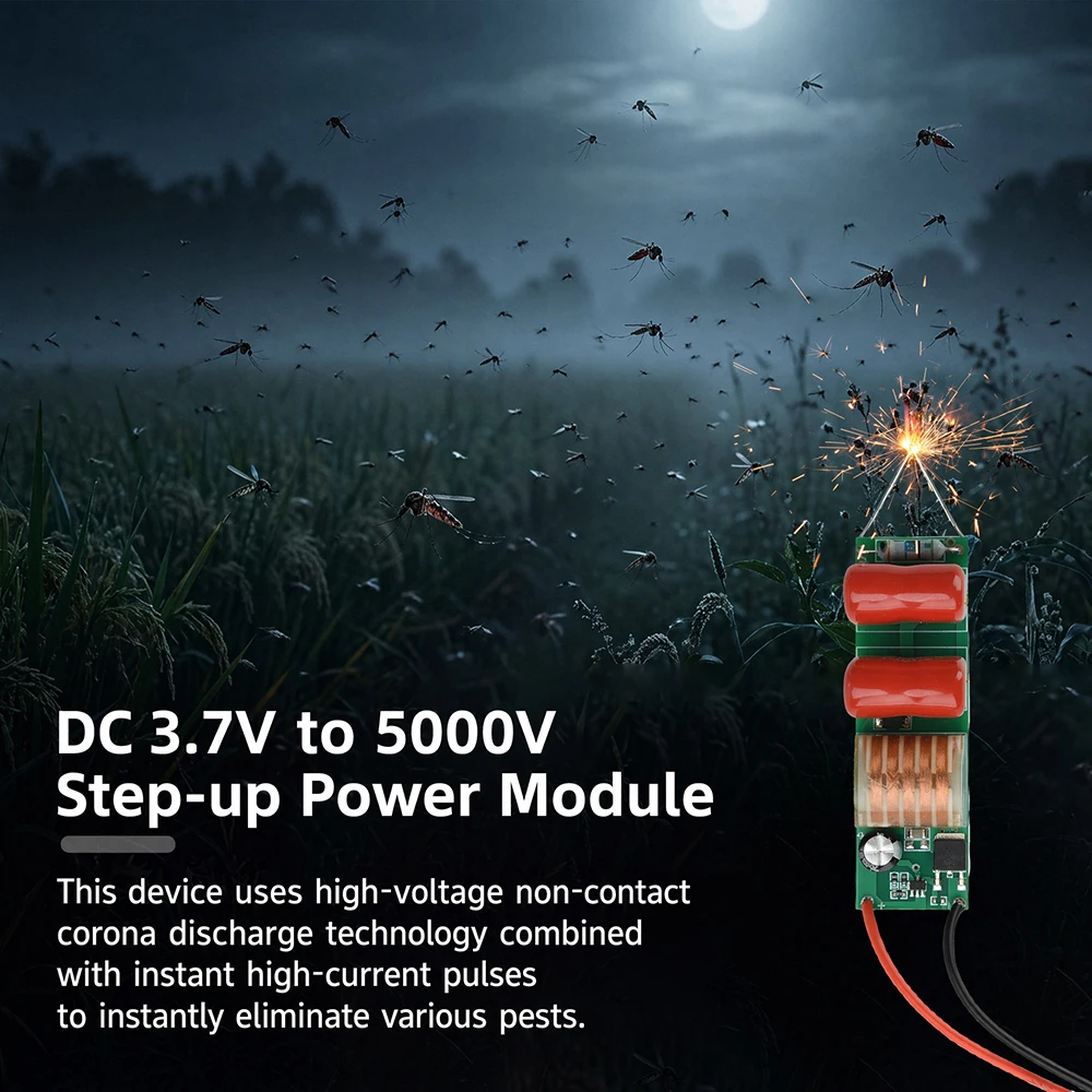 DC 3,7V auf 3KV 5KV Lichtbogen-Pulstransformator 3000V 5000V Hochspannungsgenerator Mückenvernichter DIY-Kit Mini-Boost-Aufwärtswandler – Detail 2