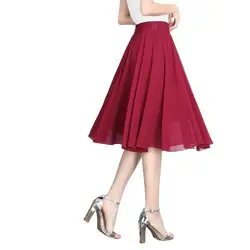 Summer women Fashion elegant ruffle skirt,office lady basic chiffon skirts faldas elegantes de mujer plus size skirt