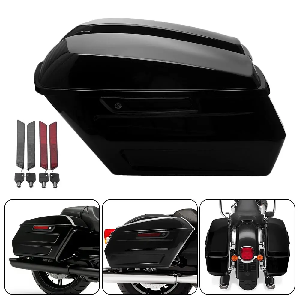

1Set Abs Plastic Hard Saddlebags Fit For Harley Davidson Touring Electra Glide Road Glide Road King Flhxst 2014–2025 Vivid Black