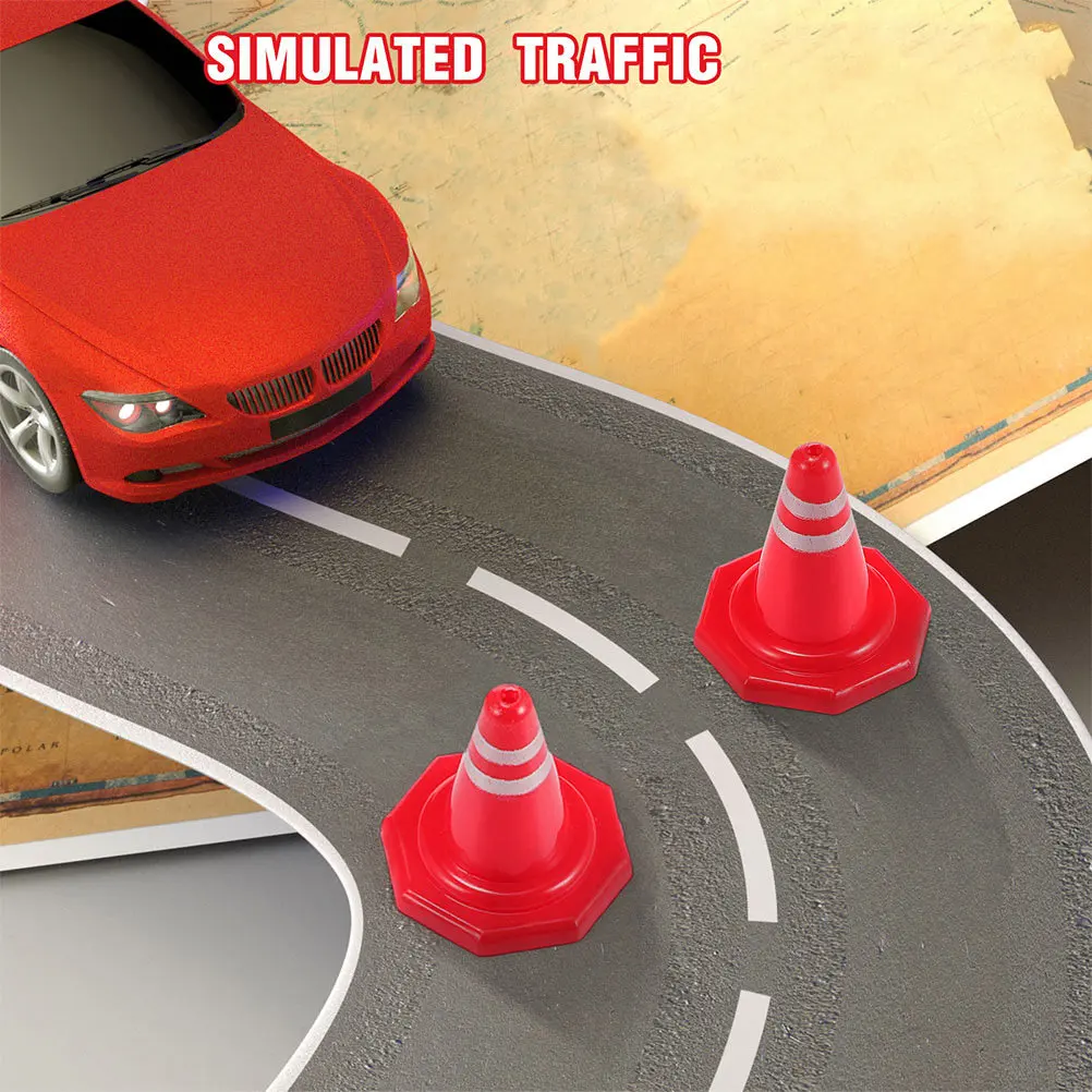 24Pcs Mini Traffic Cones Red PP Material Compact Size Simulation Parking Scene Accessories Road Safety Education for Kids view 2