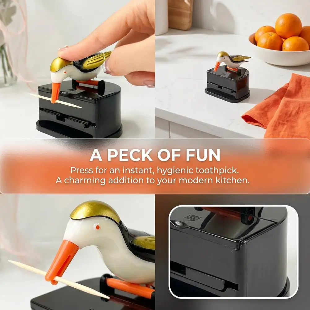 1PC Cartoon Hummingbird Toothpick Container Automatic ABS Toothpick Dispenser Holder Box Home Decoration Kitchen Accessories