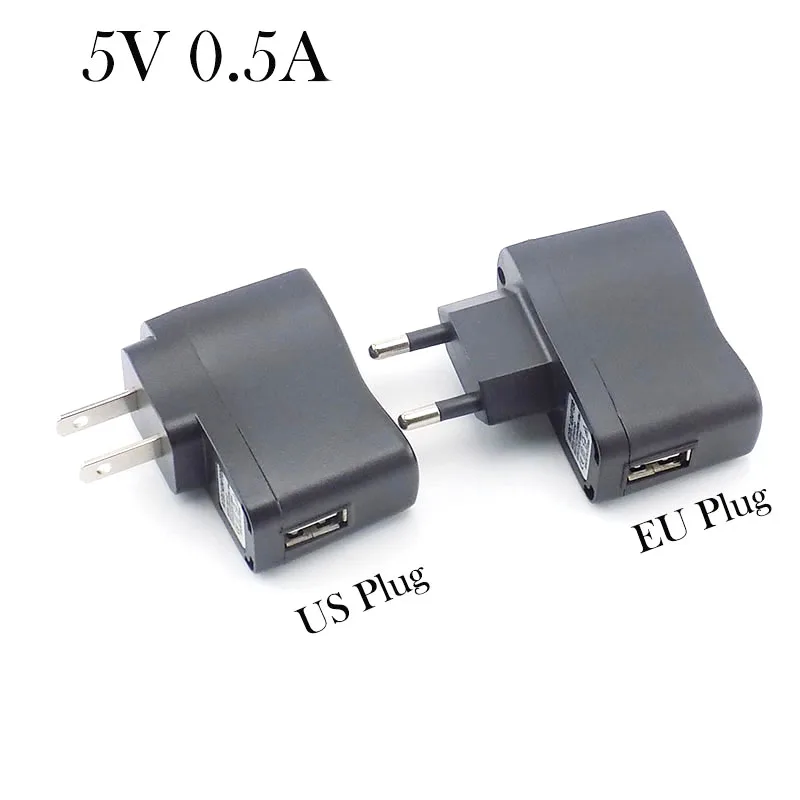 USB Charger 5V 0.5A Micro Wall  AC to DC Charging EU/US Universal Power Adapter Supply 100V-240V Output