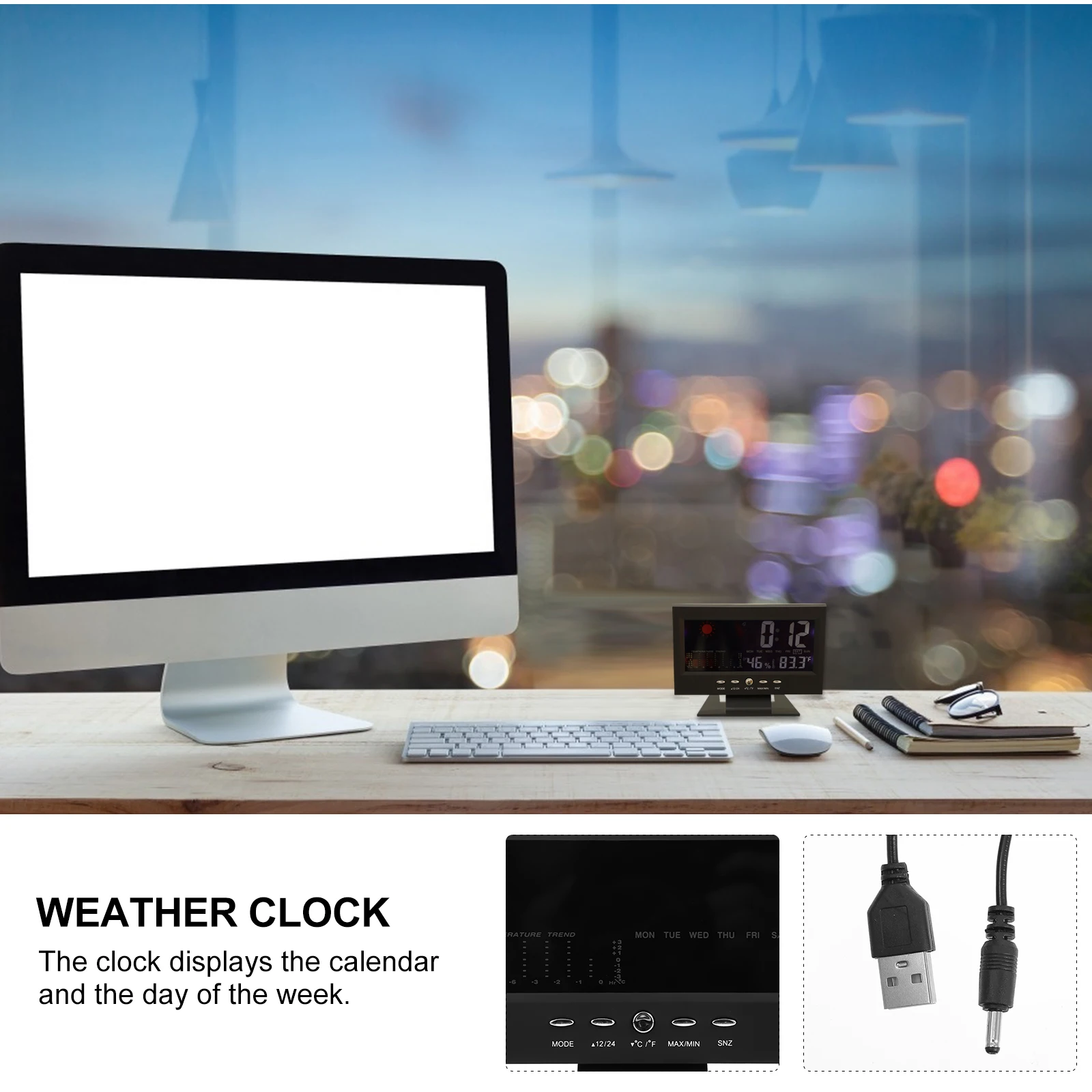 

1 set 1 Set Led Color Screen Alarm With Calendar Weekday Display Backup Smart Desktop Clock Practical Electronic Clock