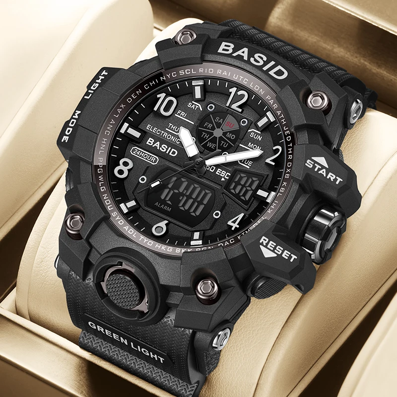 BASID Top Brand Classical G Style Men Digital Watch Military Sports Watches Fashion Waterproof Electronic Wristwatch Shockproof