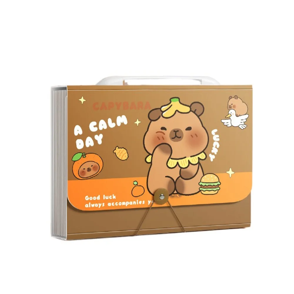 New Capybara A4 File Folder Large Capacity Handheld File Organizer Waterproof Cartoon Test Paper Storage Folder