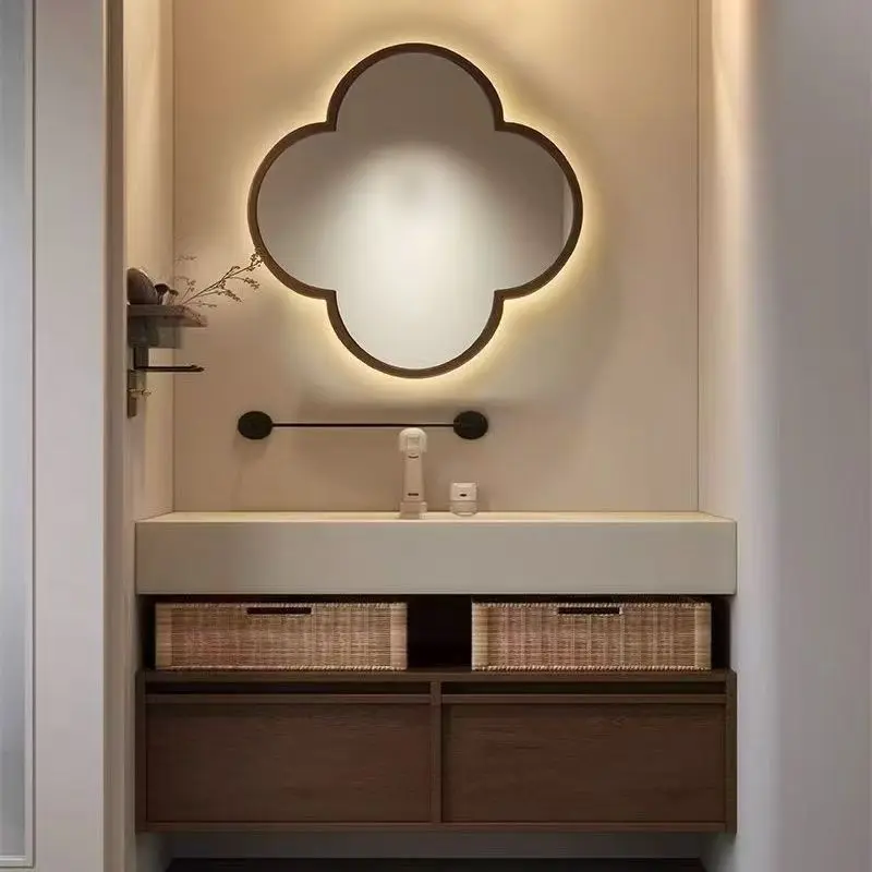 HYS four-leaf clover mirror antique rock slab integrated bathroom cabinet combined bathroom wash washbasin sink