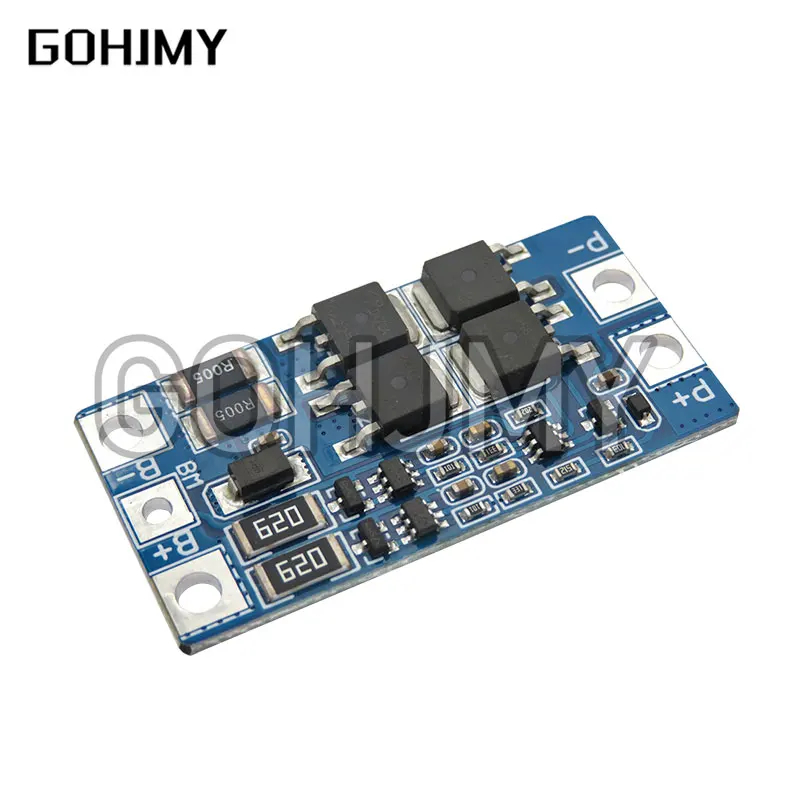 2S 10A 7.4V 18650 لوح حماية بطارية الليثيوم 8.4V وظيفة متوازنة / حماية زائد الشحن