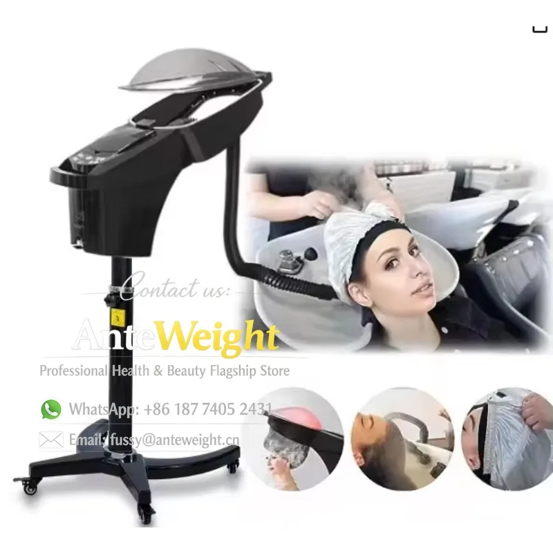 Professional O3 Ozone Hair Steamer with Hooded Micro Mist Hair Scalp Treatment Dye Perm Red Blue Light for Hair Salon Spa