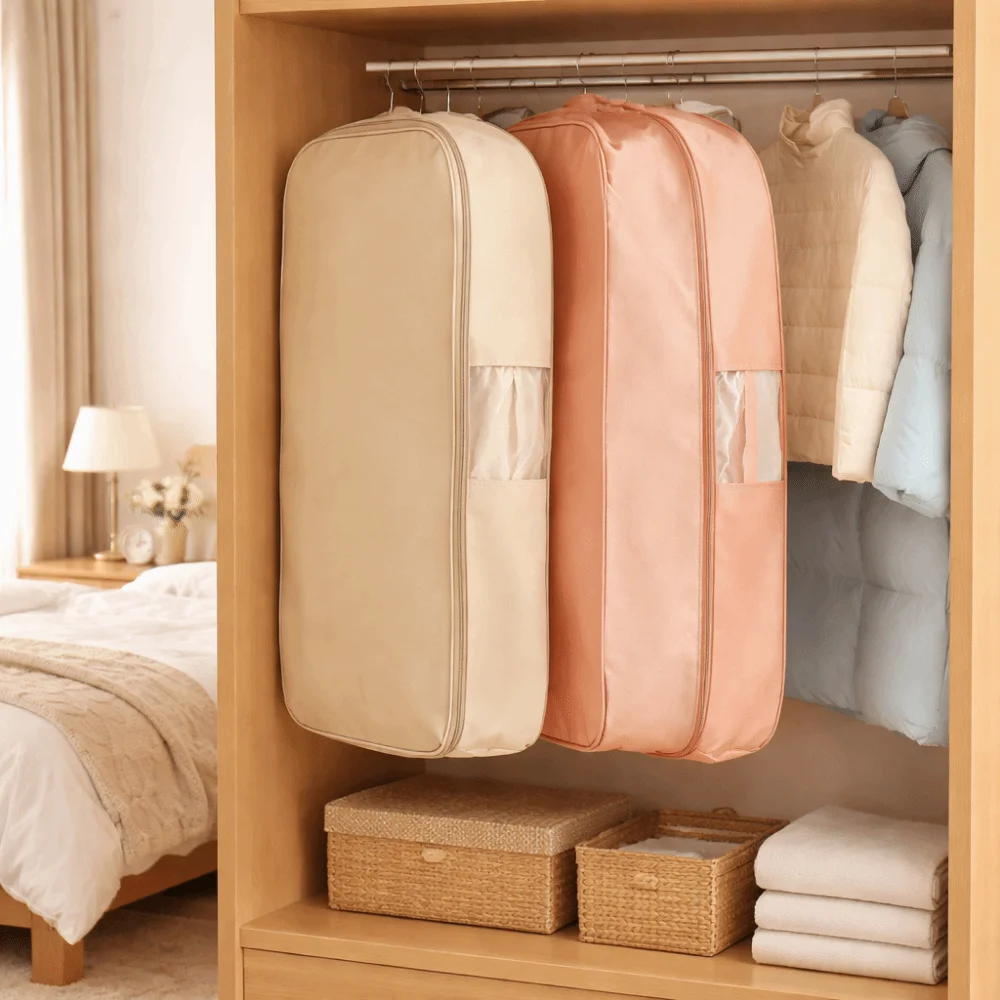 

Visible Down Jacket Compressed Dust Cover Dust-proof Space Saving Clothes Garment Bag Protective with Zipper