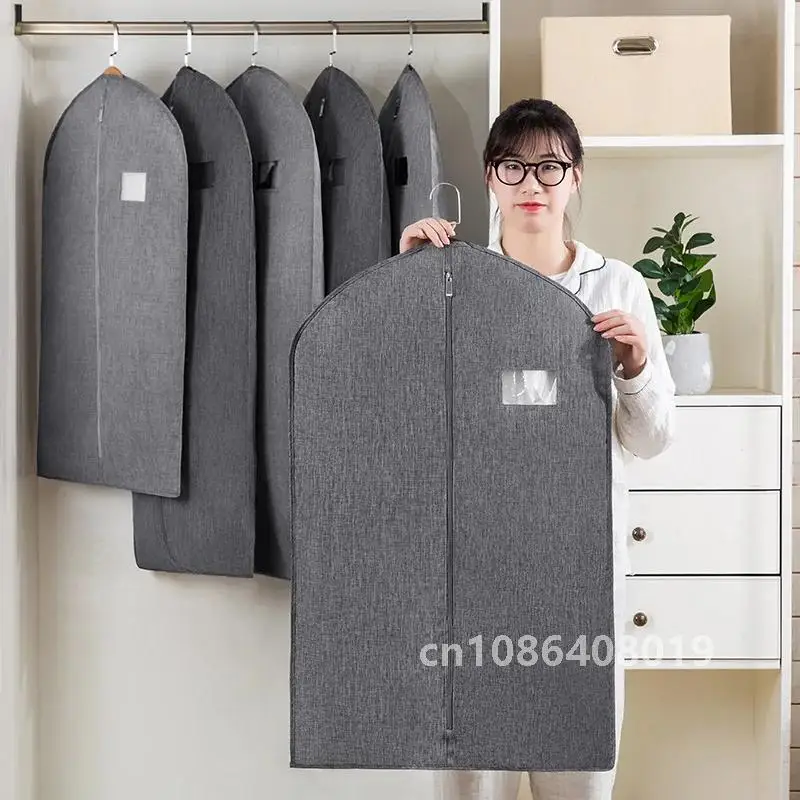 Cotton and Linen Style Oxford Cloth Hanging Garment Bag Organizer Storage Bag Cover Clothes Dust Cover Closet Dust Protector Bag