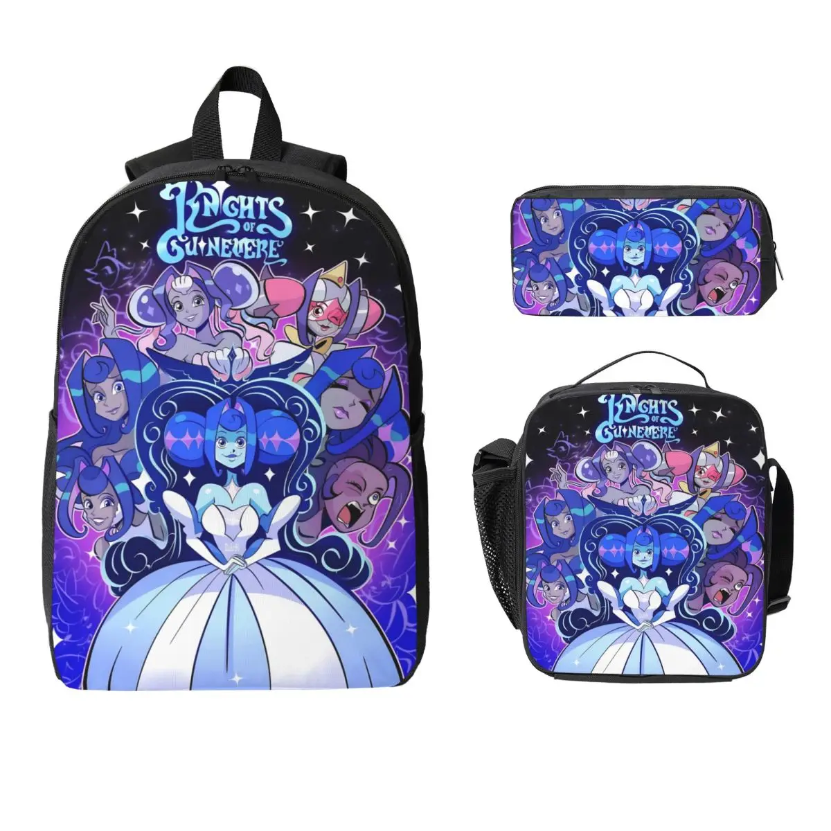 3Pcs K-Knights Of Guinevere Theme School bags Set Pencil Boxes Backpack Sets with Lunch Box For Primary School Students Daypack