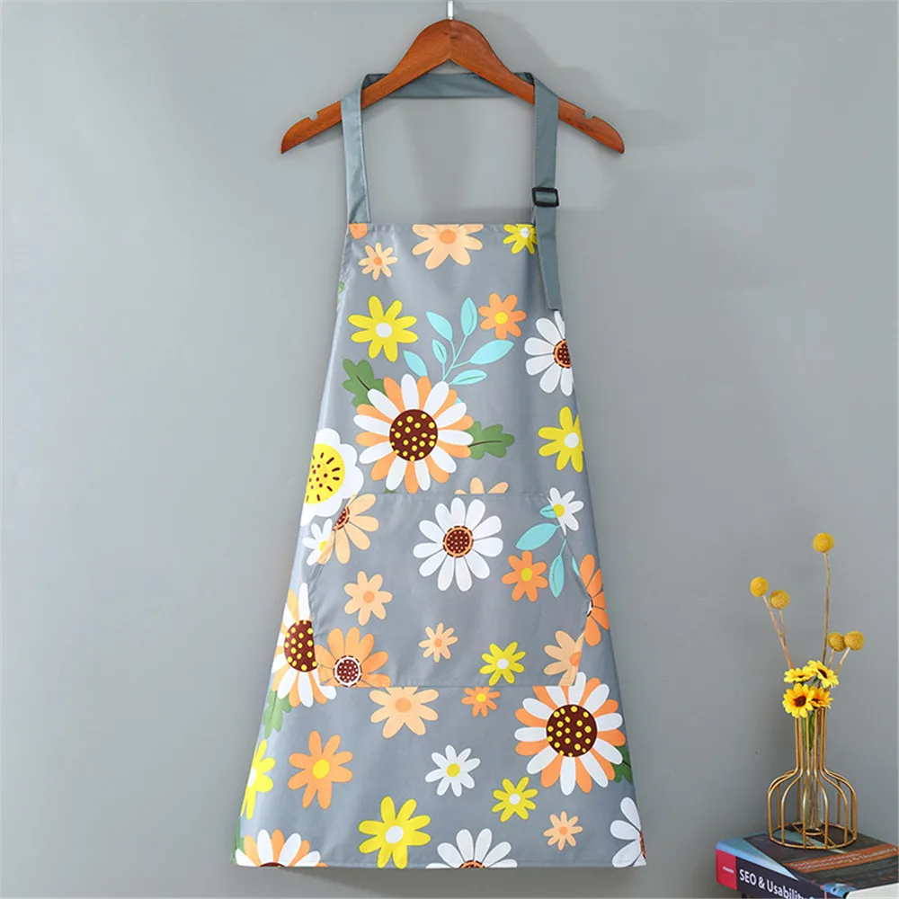 Cute Flower Kitchen Household Oil-Proof Cooking Apron For Women Children Men Kitchen Waterproof Adult Coffee Baking Accessories