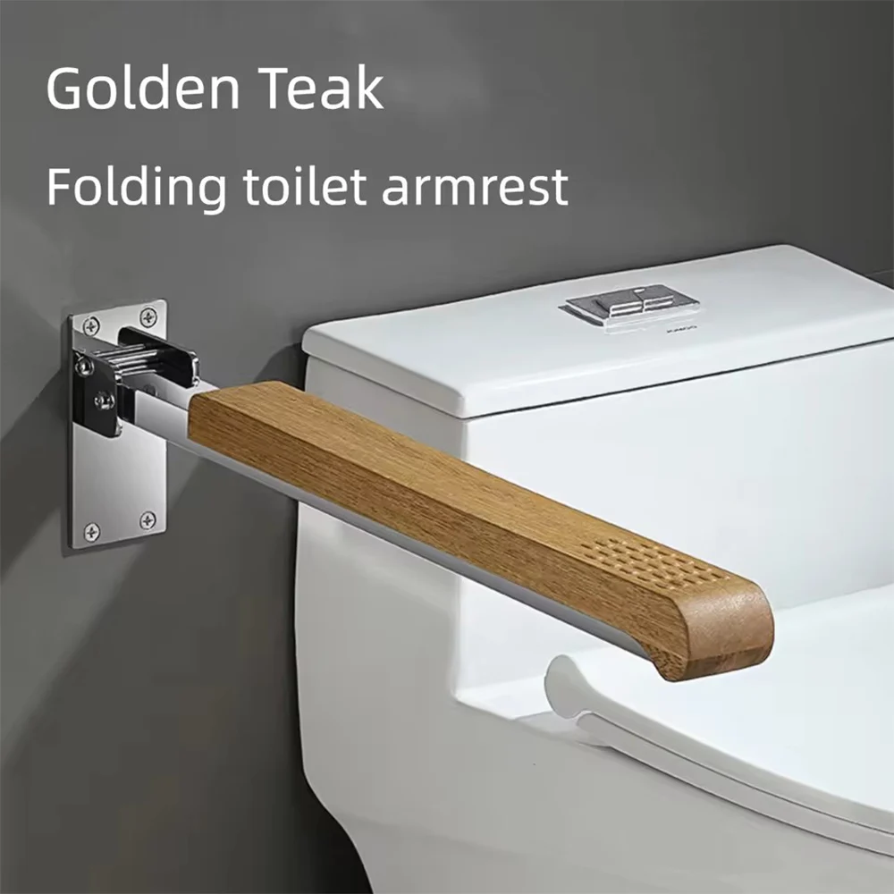 

Scroll Up Teak Golden Bathroom Safety Armrest Thicken Fold Stainless Steel Barrier-free Armrest Elderly People Anti-fall Armrest
