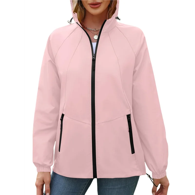 

ABBO-дождевик для женщин, водонепроницаемая ветровка, куртка с капюшоном, компактный плащ с карманами