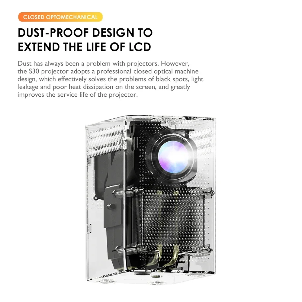 S30Max 4K HD Smart Projector Home Portable Wireless Mini Projector with WiFi and Bluetooth Pocket Outdoor